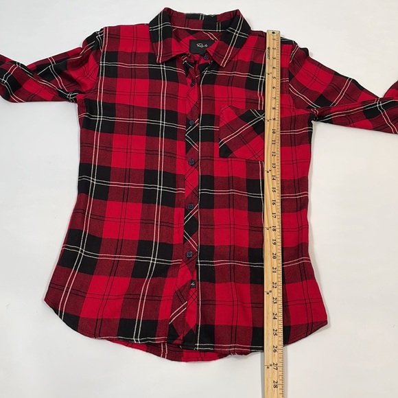 Rails Top Blouse S Casual Button-down Long Sleeve Plaid Red and Black EUC - Picture 6 of 10
